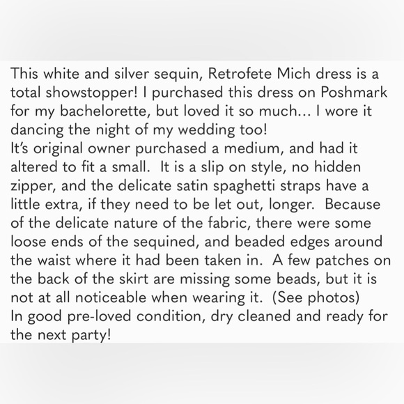 Retrofete Mich Mini Sequin Dress, size M altered to fit a size S - Picture 9 of 9